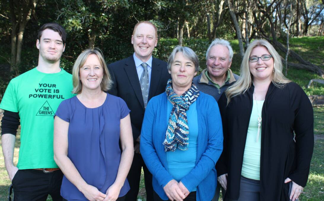 The Greens Party team. (Back row) Patrick McDonald, Andrew Sloan and Warren Holder. (Front row) Jodi Keast, Kathy Rice and Beth Woodstone.