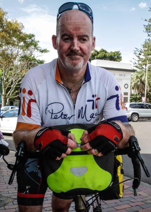 ON A ROLL: Jay Coady is cycling from Brisbane to Melbourne to raise funds for charity. He expects to arrive in Melbourne on April 30. Picture: Georgia Matts