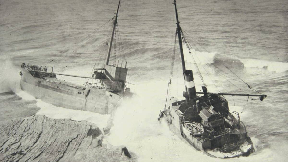 Two ships that sank after running into each other early last century.  
