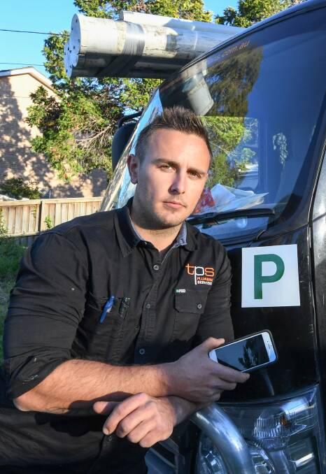 Provisional driver James Thornton's plumbing business is set to be affected by a ban on mobile phone use for all P-Plate drivers.