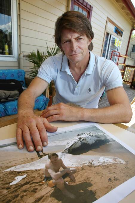 January 2009: Brad Kenyon with an original photo of himself with the washed-up whale