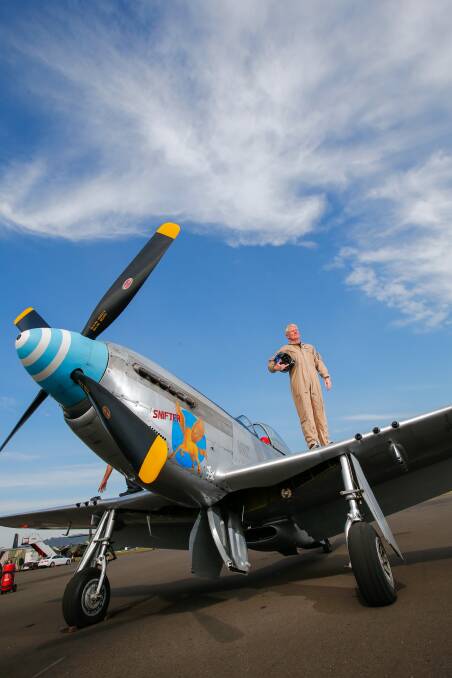 Mark Hall and the Mustang, one of the greatest warplanes ever built. Picture: Adam McLean