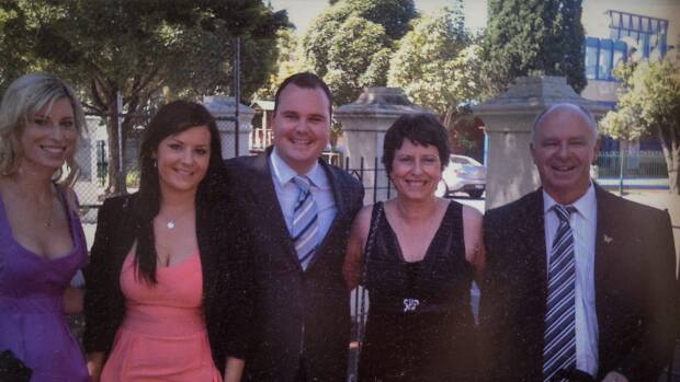 Lynda and Mark Thompson at a wedding in 2013 with their children Emma, Vanessa and Matt. Photo: Supplied

