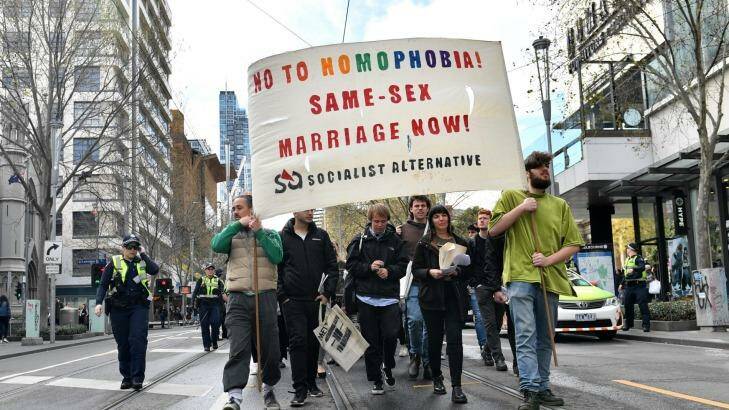 The LGBTI community is largely opposed to the Turnbull government's policy of holding a plebiscite. Photo: Joe Armao