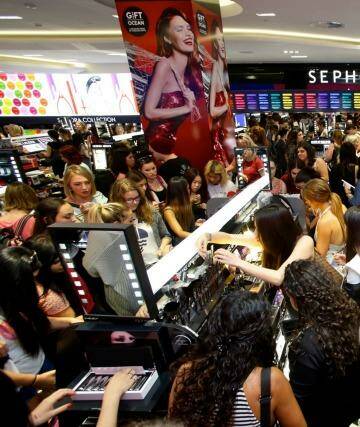 Shoppers flocked to Sephora's Pitt Street Mall store when it opened in Sydney. Photo: Dallas Kilponen