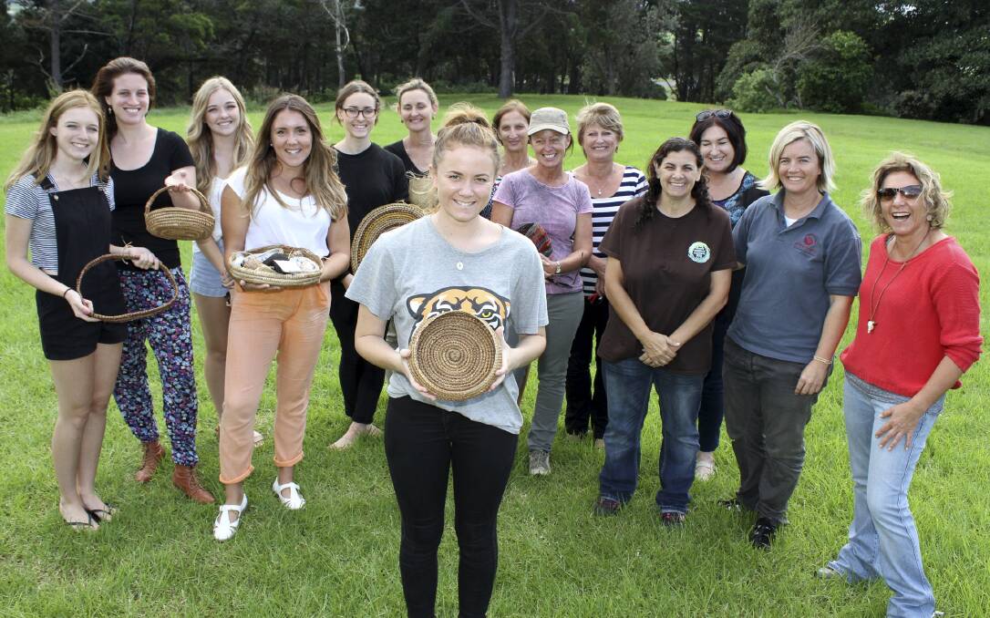 Kiama High School Aboriginal Studies student Gabrielle Burns with the women who attended last week's workshop at Killalea. Picture: DAVID HALL