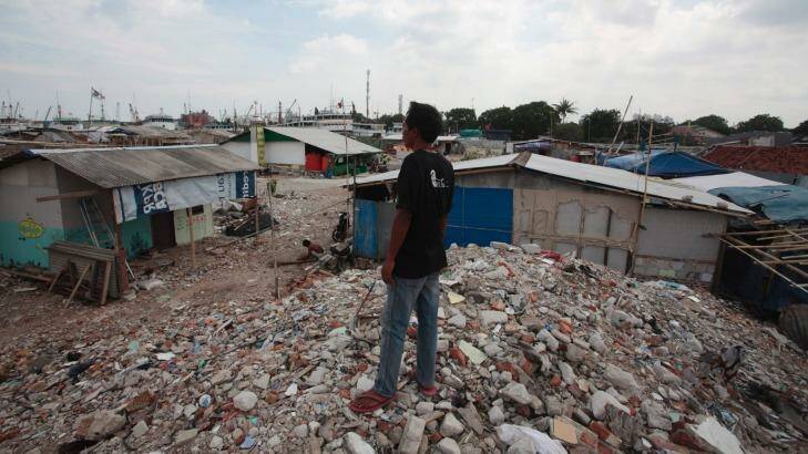 Some residents of Kampung Akuarium, in North Jakarta, refused to leave when evicted in April.  Photo: Irwin Fedriansyah