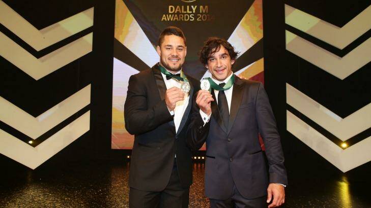 Jarryd Hayne and Johnathan Thurston tie as the Dally M Player of the Year.  Photo: Matt King/Getty Images