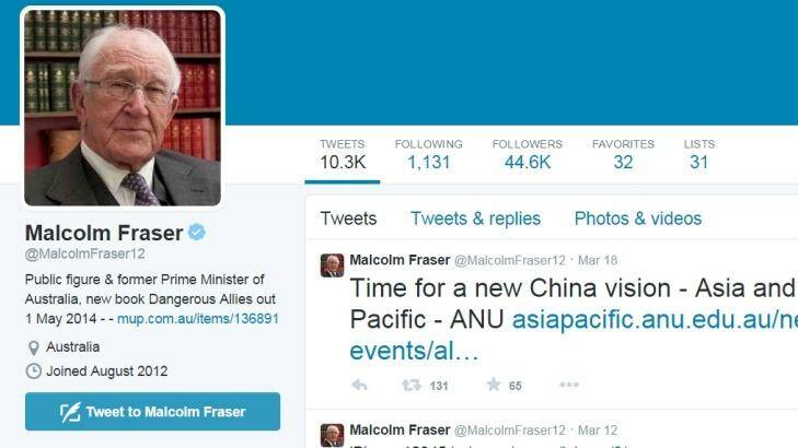 Malcolm Fraser's Twitter page @MalcolmFraser12. Photo: Twitter