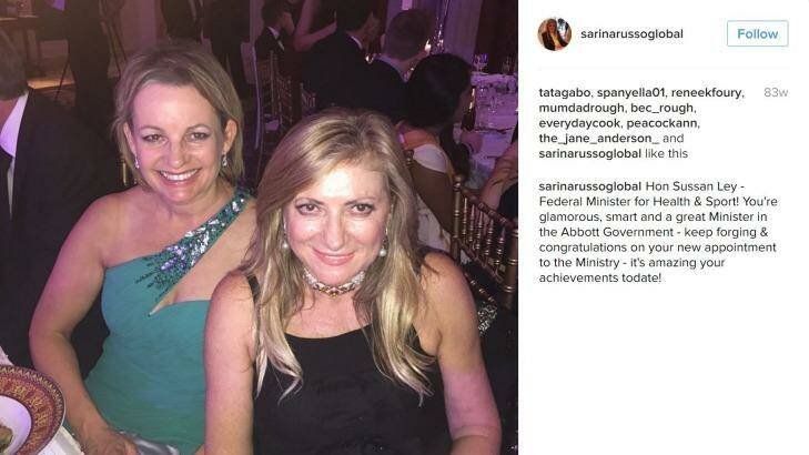 Queensland businesswoman Sarina Russo with Susan Ley in a photo posted to her Instagram account -   @sarinarussoglobal - in June 2015.