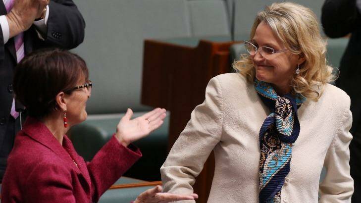 Melissa Parke is congratulated after her valedictory speech.  Photo: Andrew Meares