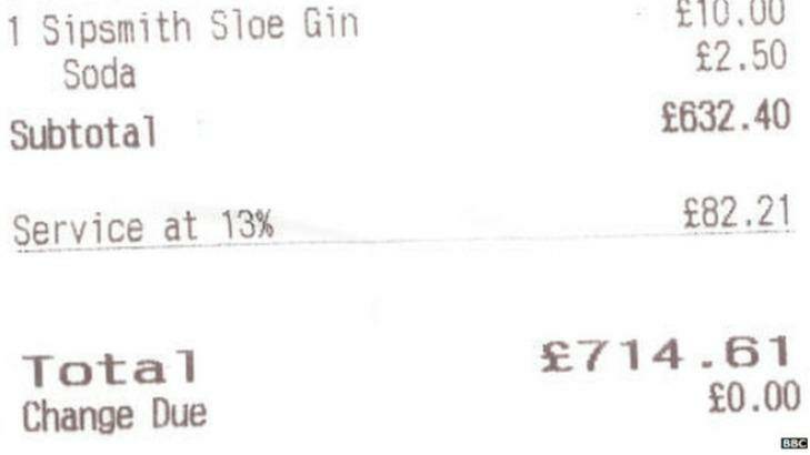 The receipt for Siobhan Yap's meal at L'Atelier de Joel Robuchon in Covent Garden.