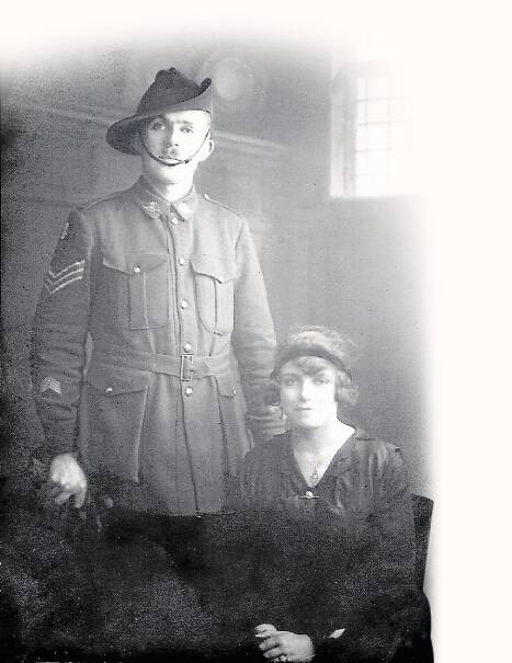 Fred Peachey in uniform with his wife Alice shortly after the war.