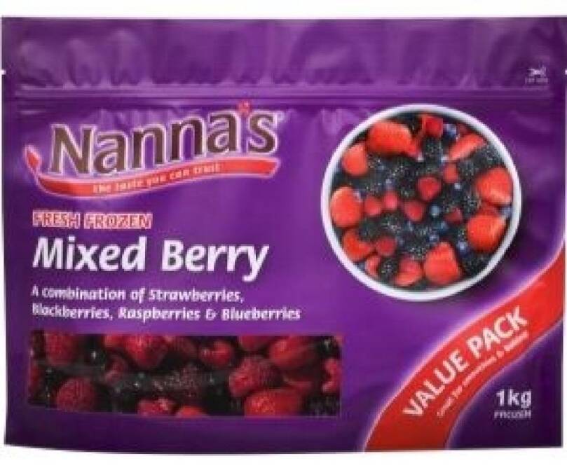Patties Foods has recalled four products including one-kilogram packs of Nanna's Frozen Mixed Berries. Photo: Mex Cooper
