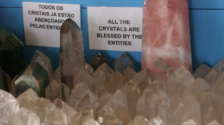 Blessed crystals for sale. Photo: Tim Elliot