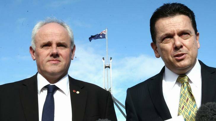 John Madigan and Nick Xenophon are backing a Senate inquiry into political donations.  Photo: Alex Ellinghausen