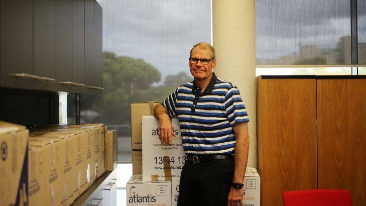 Retiring Labor Senator John Faulkner packing up his Drummoyne office.  Photo: Kate Geraghty