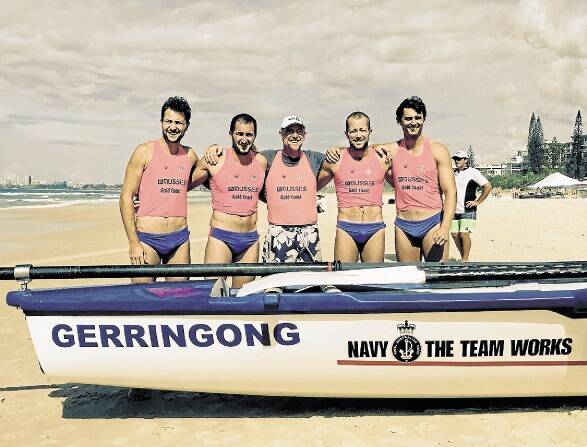 Gerringong Surf Club's open surf boat crew of Mitchell and Lachlan Payne, sweep Mal Dunwoodie, Richard Payne and Michael Quinn and after their third placing in the Australian titles at Tugun.