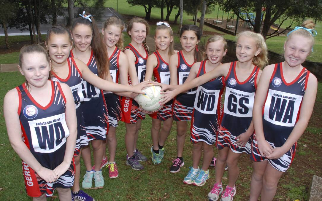 Gerringong Public School girls' netball team (from left) Lilli Williams, Kailee Hazelwood, Carla O'Meley, Bethany Chapman, Brianna Cairns, Danni Cook, Sienna Thomson, Ella Patterson, Marley Smith and Chloe Egan. Picture: DAVID HALL