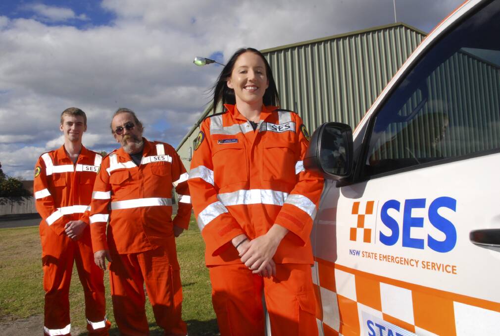 Shellharbour City State Emergency Service (SES) unit at Albion Park Tom Nicolls, Dirk Littooy and Kristy Chie. Picture: ELIZA WINKLER