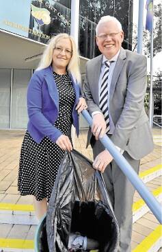 Kiama MP Gareth Ward and Shellharbour councillor Kellie Marsh welcome the funding from the state government for the Waste Less, Recycle More initiative. Picture: ELIZA WINKLER