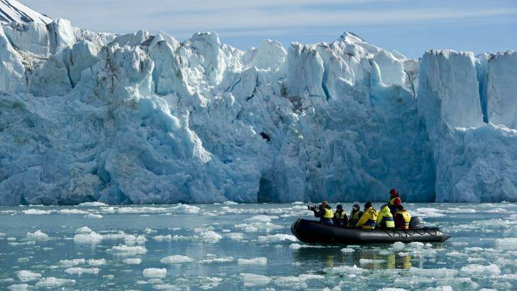 Photographing a glacier in Spitsbergen with Aurora Expeditions. Photo: Supplied