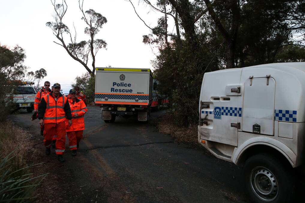 State Emergency Services at Jamberoo lookout, where police established a crime scene after a body was found near the lookout. Picture ADAM McLEAN