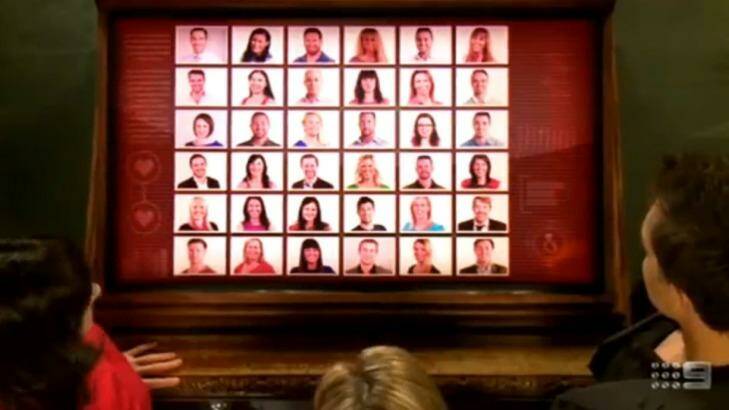 Ms Stuart-Carberry's face appears on a matrix of prospective matches. Photo: Channel 9