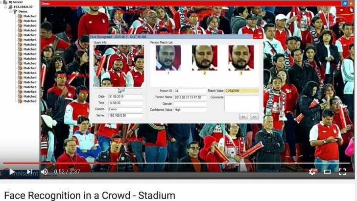 A company video shows how the facial recognition software works. Photo: Screengrab