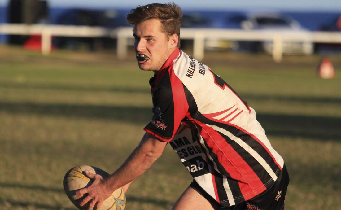 Rookie Kiama Knights fullback Matt Emerson chimes into the backline during an attacking raid in his side's 32-12 loss to the resurgent Nowra-Bomaderry Jets whose recent form is sparking the VB South Coast competition.Picture: MITCHELL WESTON