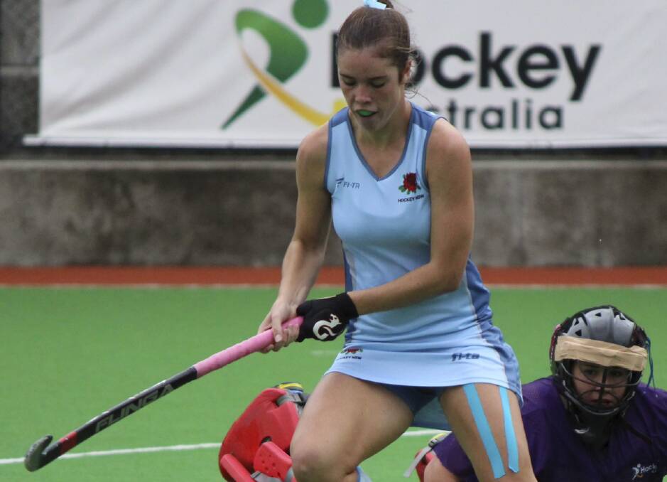 Young hockey champion Grace Stewart in action at last week's national under-18 titles in Melbourne. Picture: BOB STEWART