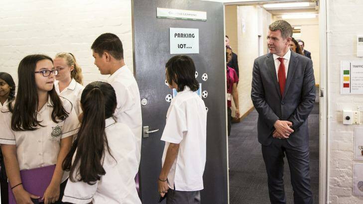 Premier Mike Baird at  Casula High School in March. Photo: Nic Walker