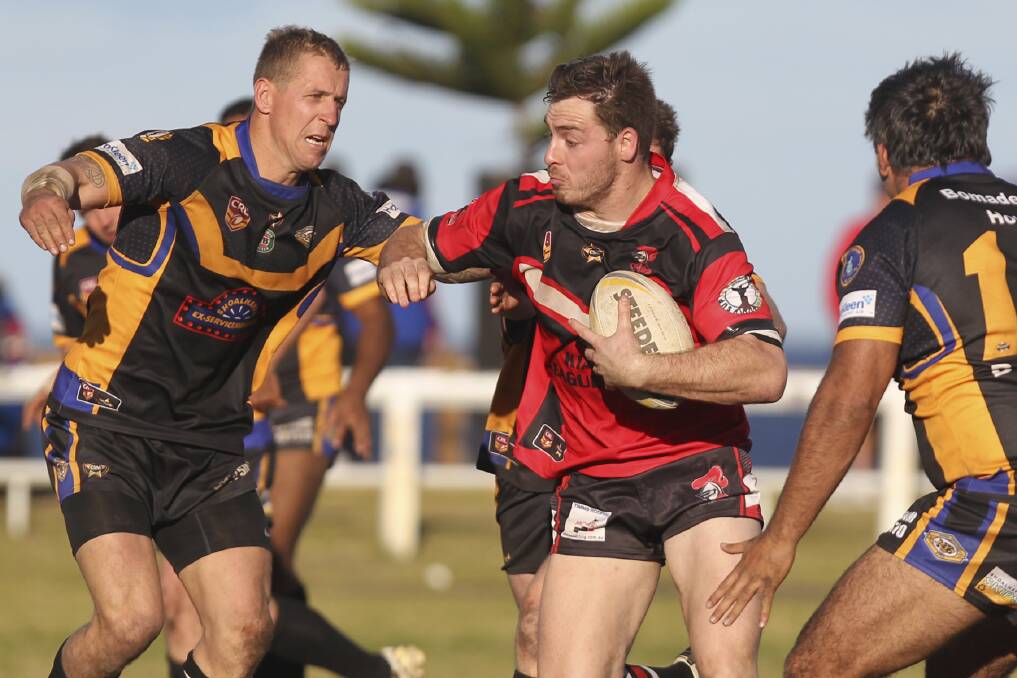 Kiama lock Josh Toohey on the attack during the Knights' 26-20 win over premiers Nowra-Bomaderry Jets at Kiama Showground on Sunday. Picture: DAVID HALL