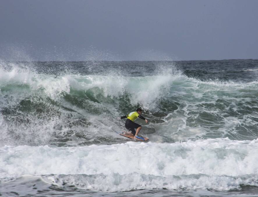 Dion Myers competing in the NSW Bodyboard State Titles. Picture: GEORGIA MATTS