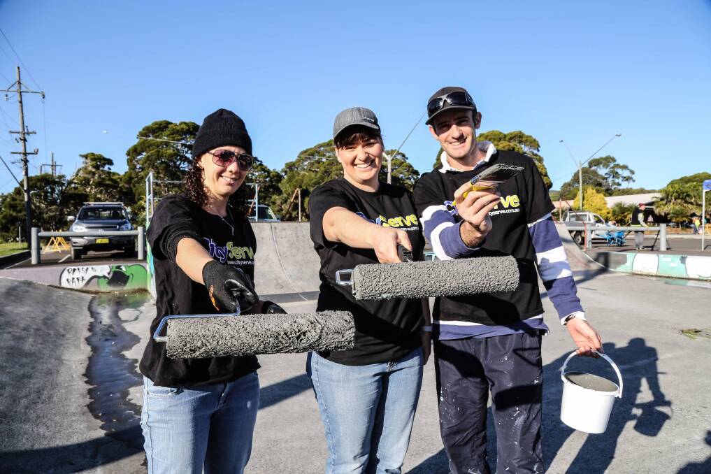Vanessa Wynn, Rachael Cook and Mark Wynn at the CityServe in Albion Park. Picture: GEORGIA MATTS