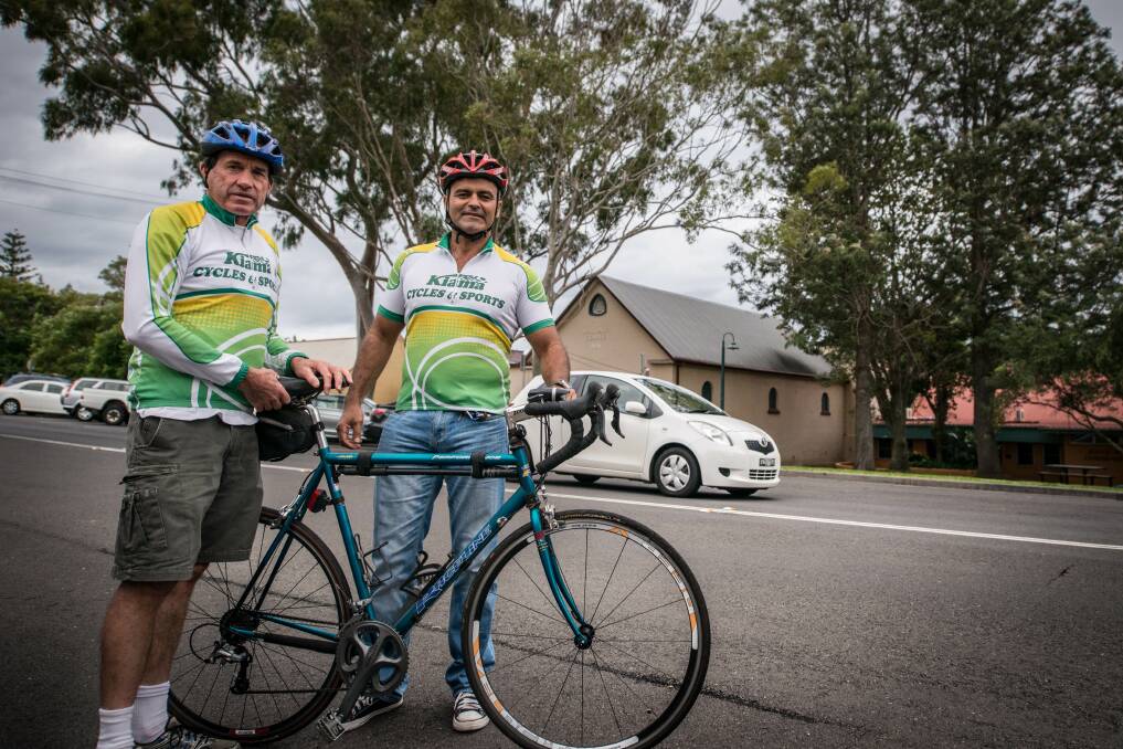 Bicycle Users Group vice-president Ross Mansell and member Tony Camilleri aren't pleased a system they had established to reward courteous drivers has been canned. Picture: ALBEY BOND