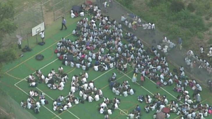 Pupils from Penrith High School were evacuated. Photo: Channel Seven