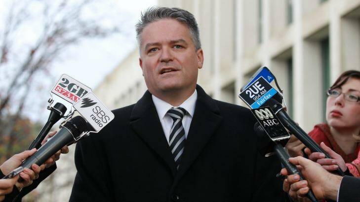 Finance minister Mathias Cormann says there were never any revenue costings carried out on the May budget measure to tax multinationals. Photo: Alex Ellinghausen