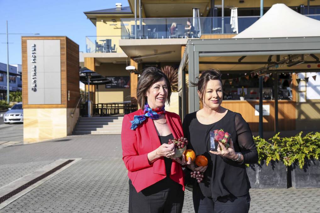 Hiviz Events manager Claire Roberts and Central Hotel, Shellharbour general manager Belinda Bleimuth are in the planning stages for the proposed Shellharbour Central Twilight Market. Picture: GEORGIA MATTS
