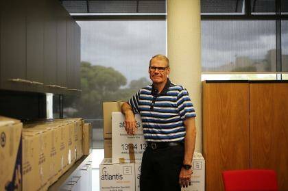 Retiring Labor Senator John Faulkner packing up his Drummoyne office.  Photo: Kate Geraghty