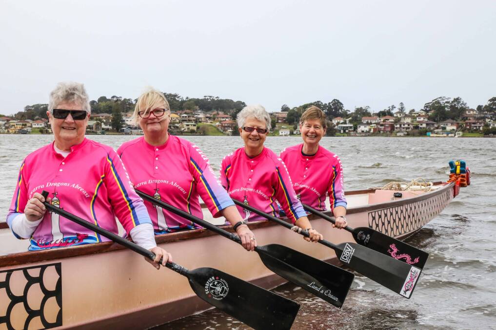 Four members of Dragons Abreast Illawarra, Catherine Holland, Helena Deacon, Lesley Gal and Helen Bent, are part of an Australian Breast Cancer Survivors Team that has been invited by the Shanghai Dragon Boat Association. Picture: GEORGIA MATTS