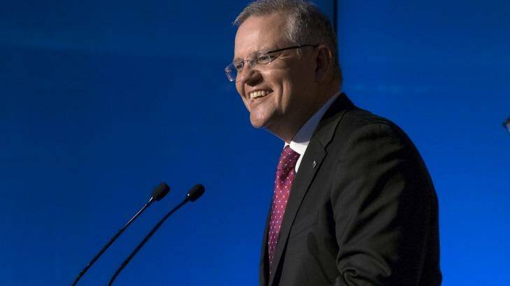 Australian Federal Treasurer, Scott Morrison, speaks at the Melbourne Institute event 2015 Economic and Social Outlook Conference at Grand Hyatt Melbourne. Photo: Luis Ascui