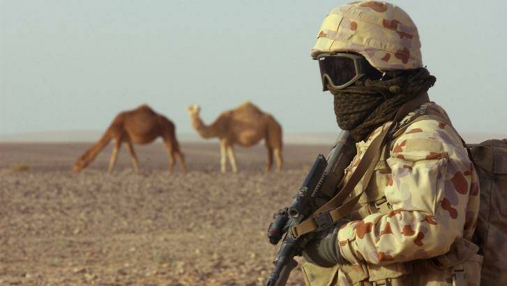 Australian soldiers training in the Middle East.