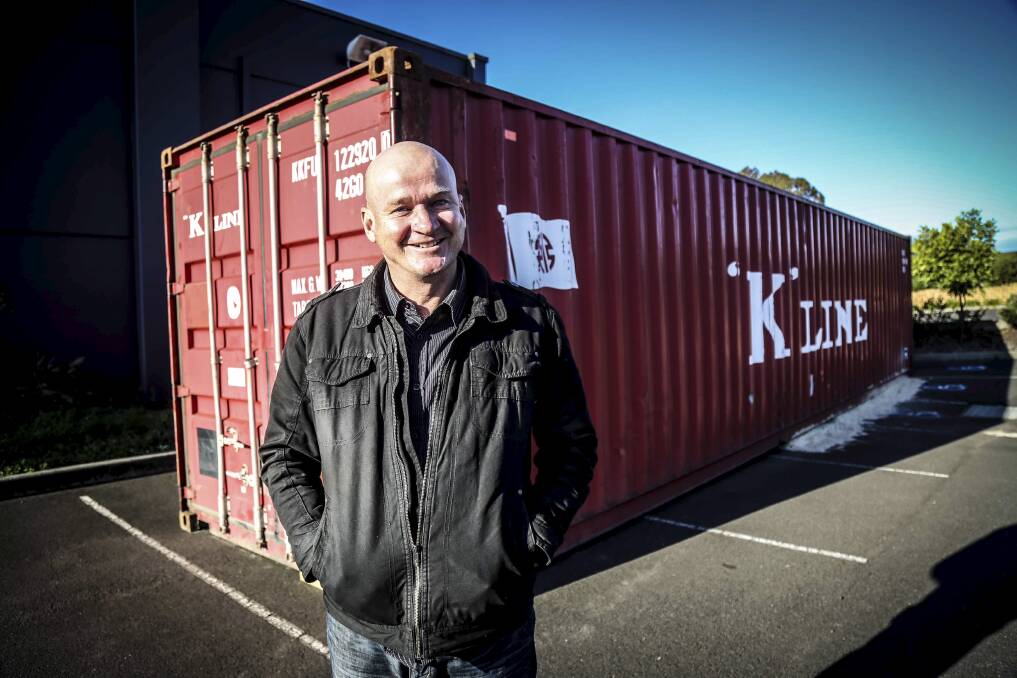 Pastor Shane Cook from the Shellharbour Community Church is sending building materials to Vanuatu to help people restore their homes after Cyclone Pam. Picture: GEORGIA MATTS
