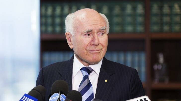 Big shoes to fill: Former Australian Prime Minister John Howard gives a press conference  giving comment on the passing of Richie Benaud in April.  Photo: James Brickwood
