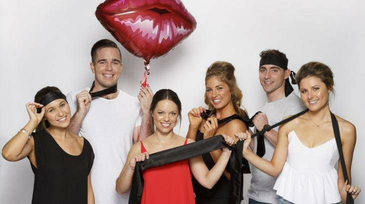 <i>Kiss Bang Love</i> contestants (from left) Chelsea, Chris, Lisa, Elisabeth, Geordie and Jess. Photo: Seven