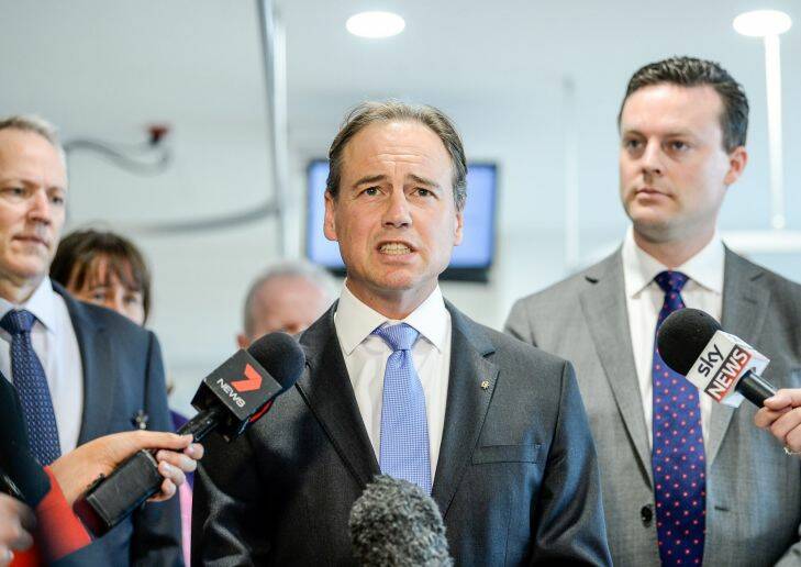 The Age, News, 18/01/2017, picture Justin McManus. Greg Hunt is named the new minister for Health and Sport. Hunt speaking at a doorstop at  Frankston Hospital. Photo: Justin McManus