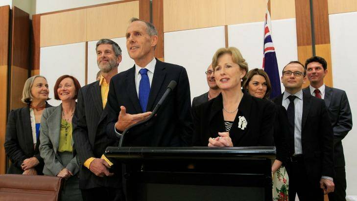 Former Greens leader Bob Brown after Christine Milne succeeded him in the top job. Photo: Andrew Meares