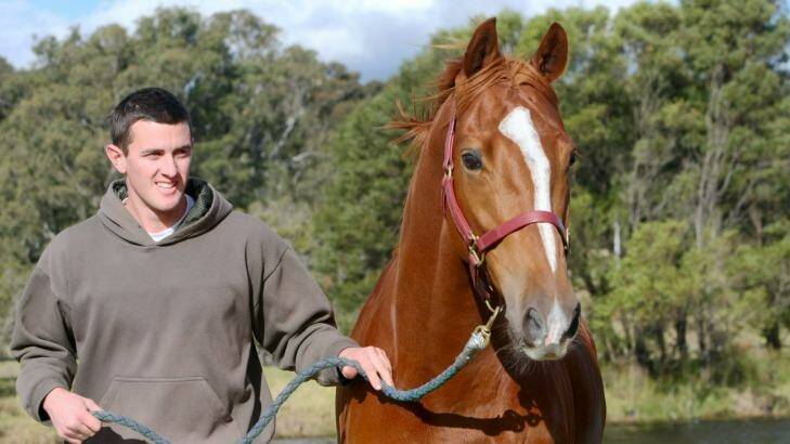 Special interest: Luke Price (seen here with Fancy The Patriot) has high hopes for Man Of Choice. Photo: David Tease 