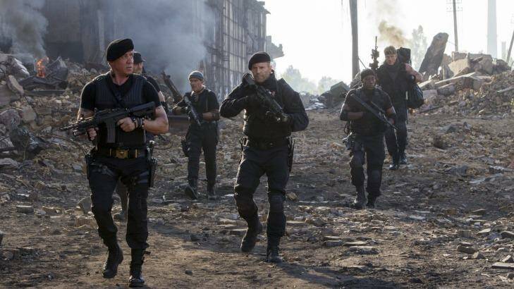 On the set of The Expendables 3. Not all the danger was make-believe.